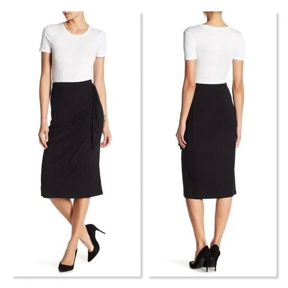 🌹 BOBEAU 🌹 Front Ruffle Stretchy Pull On Skirt - [Small, Black]